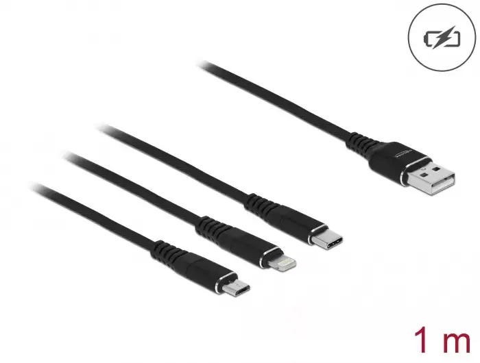 USB зарядный кабель DeLOCK 3 в 1 Type-A на Lightning Micro USB USB Type-C Photo 2