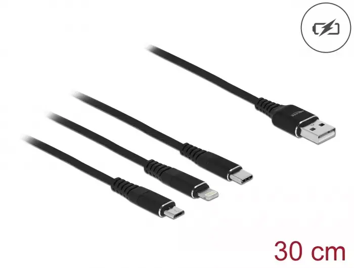 USB uzlādes kabelis DeLOCK 3 in 1 Type-A uz Lightning Micro USB USB Type-C Photo 2