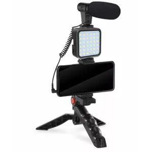 PLATINET VLOG 4-in-1 vlogging kit — microphone, LED light, phone holder, mini tripod