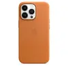 Apple iPhone 13 Pro Leather MagSafe Cover — Brown/Gold Photo 2