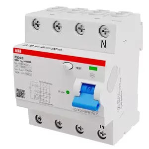 ABB F204 B-63/0.03 Residual Current Circuit Breaker, 4-Pole, 63A, 30mA, Type B