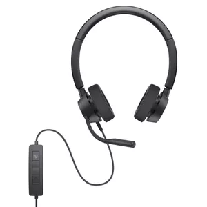 Austiņas Dell Pro Stereo WH3022 — ar vadu, apklājjošas (circumaural), uz galvas, 96 g, melnas