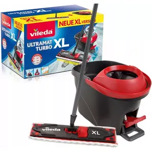 Flat mop VILEDA Ultramat Turbo XL Dry & Wet Microfiber, removable head, telescopic handle, 420 mm, black/red