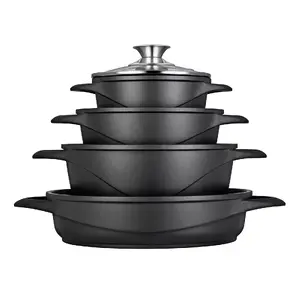Soup pot Smile MGK-17 — aluminium, non-stick, induction-compatible, glass lid, 2 handles, black