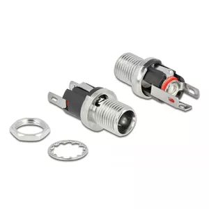 Разъем DC 5.5 x 2.5 мм женский проходной для пайки DeLOCK 90057
