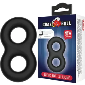 Двойное силиконовое эрекционное кольцо Crazy Bull SUPER SOFT — двойная конструкция, мягкий эластичный силикон