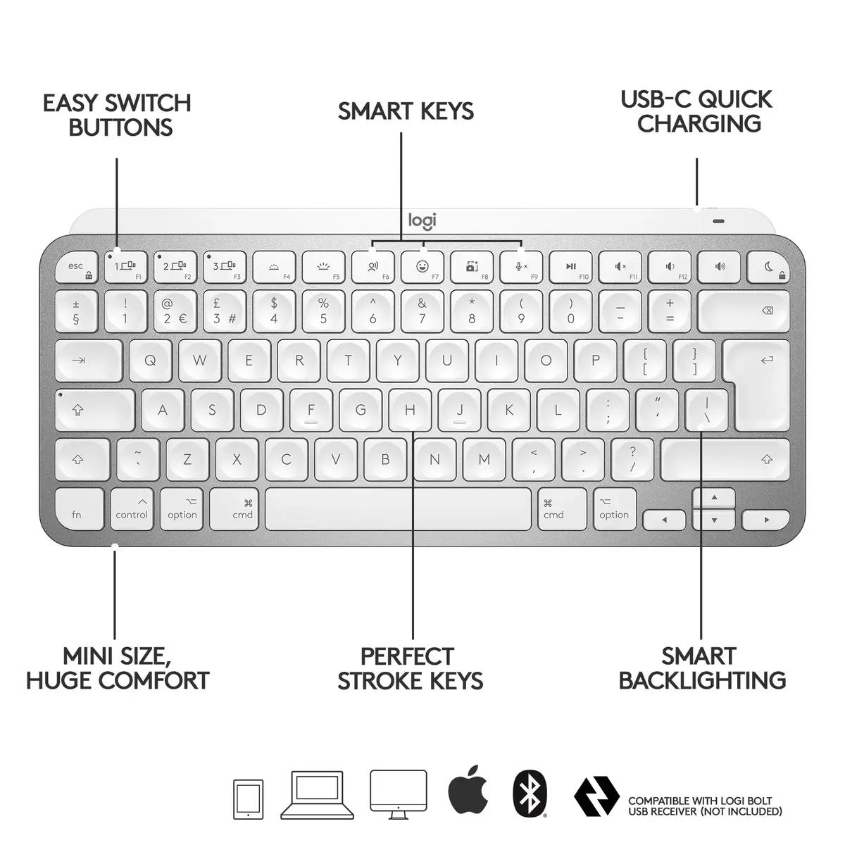 Logitech MX Keys Mini For Mac — bezvadu izgaismota tastatūra Photo 6