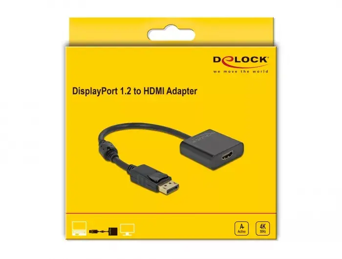 Adapteris DisplayPort 1.2 male uz HDMI female 4K Active DeLOCK Photo 2