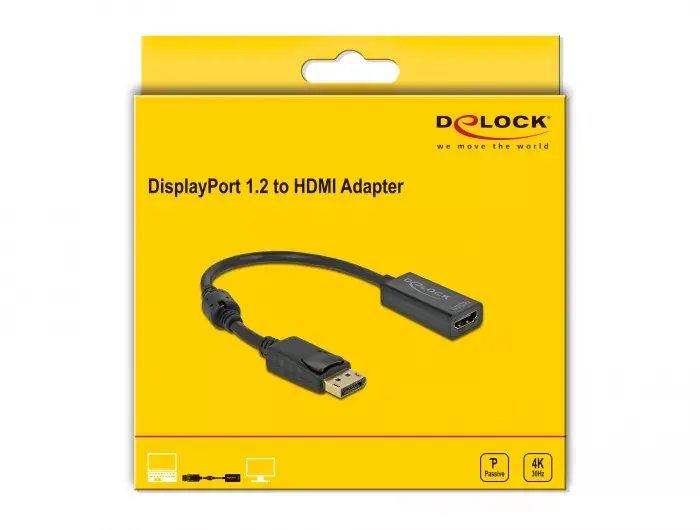 Adapteris DisplayPort 1.2 male uz HDMI female 4K DeLOCK Photo 2
