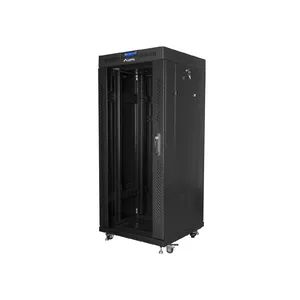 Напольный шкаф LANBERG FF01-6627-12BL 19" 27U 600x600 мм стеклянная дверь, грузоподъёмность 800 кг