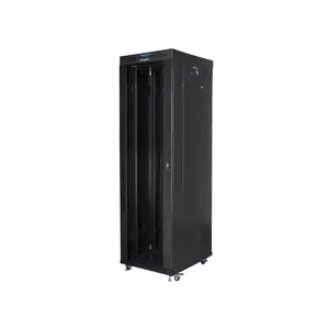 Freestanding rack cabinet LANBERG 42U FF01-6842-12BL 600×800×2127.5 mm, 1200 kg, IP20, key lock, castor wheels