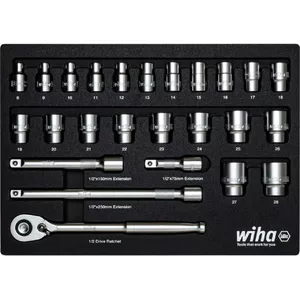 Socket Set Wiha 44740 — 1/2" drive, 26-piece hexagon sockets