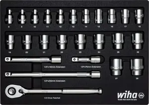 Wiha 44740 26-Piece 1/2-Inch External Hexagon Socket Wrench Set