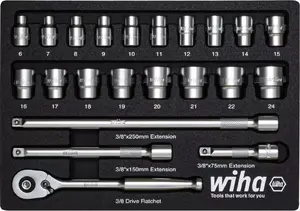 Wiha 44708 3/8-inch External Hexagon Socket Set 23-Piece
