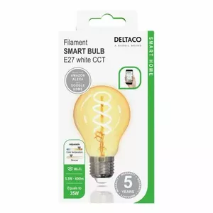 LED spuldze DELTACO SH-LFE27A60S E27 5.5W regulējama 1800K–6500K