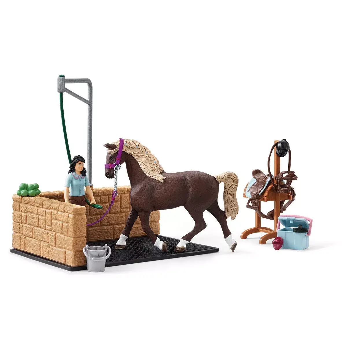 Animal Schleich HORSE CLUB Washing Area with Emily & Luna Photo 7
