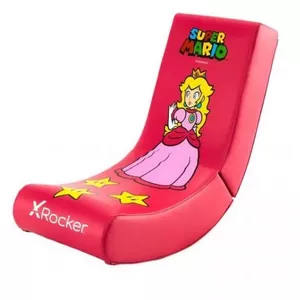 Spēļu krēsls x rocker Prinzessin Peach — polsterēta sēdekļa un atzveltnes, rozā daudzkrāsains