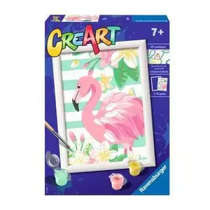 Набор по номерам Ravensburger CreArt Think Pink Flamingo — акриловые краски (10 цветов), для детей