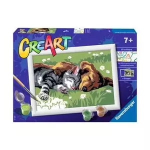 Набор по номерам Ravensburger CreArt «Спящие кошки и собаки» — акриловые краски (10 шт), для детей, 28930