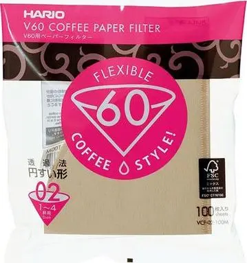 Papīra kafijas filtri HARIO V60-2 VCF-02-100M