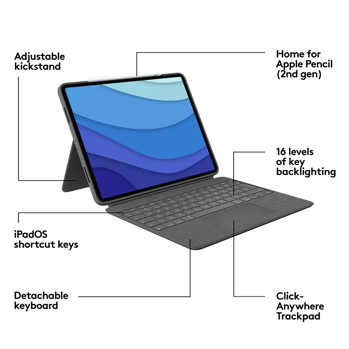 Клавиатура-чехол Logitech Combo Touch для iPad Pro 12.9 дюйма Photo 9