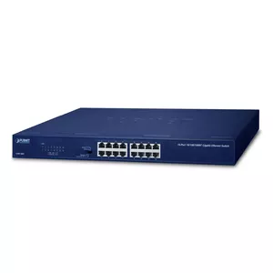 PLANET GSW-1601 tīkla pārslēgs Nepārvaldīts Gigabit Ethernet (10/100/1000) 1U Zils