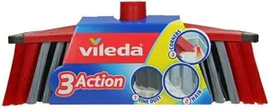 Indoor broom VILEDA 142156 with soft and hard technopolymer bristles, black