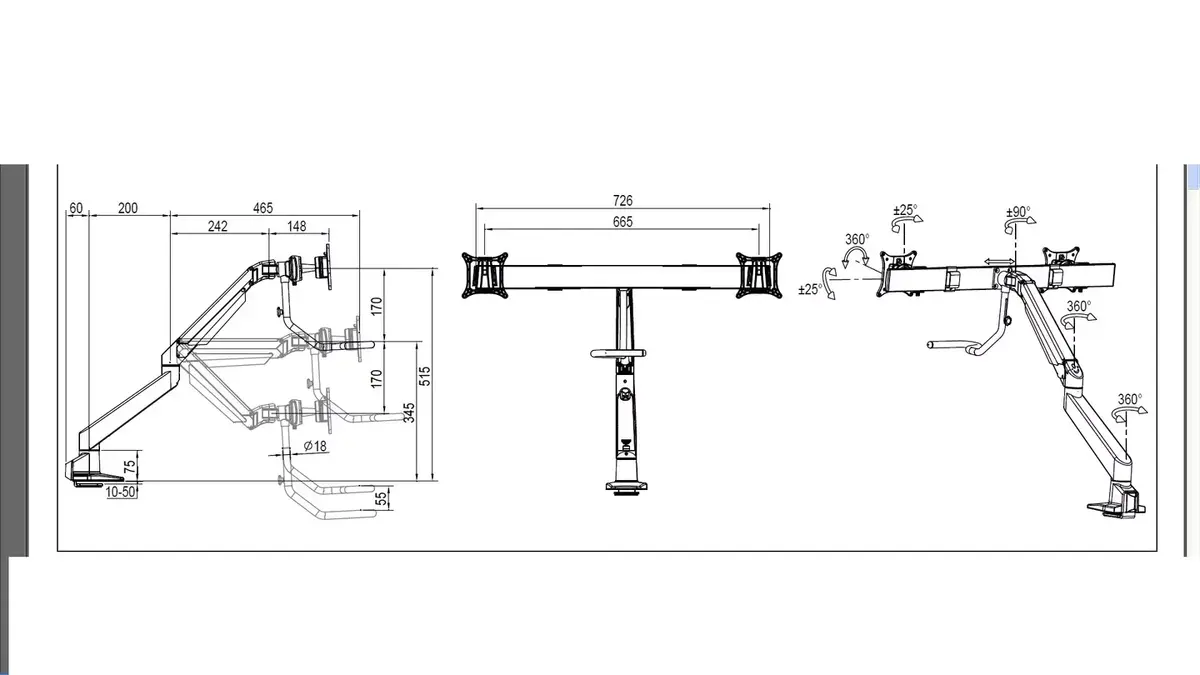MULTIBRACKETS M VESA Duo Crossbar 2 Gas Lift Arm Photo 19