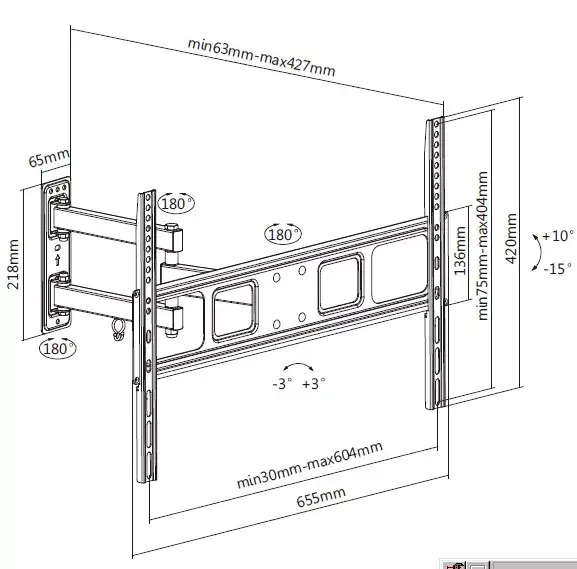 Televizora sienas stiprinājums Equip 37"-70" Photo 8