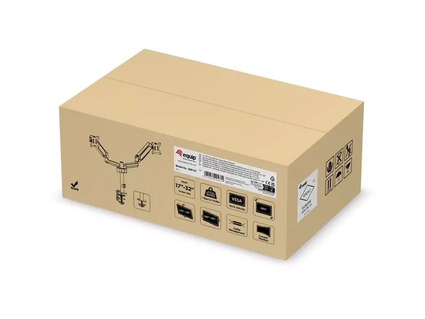 Divu monitoru galda stiprinājums Equip 17"-32" Photo 7