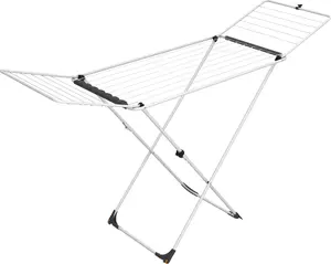 Floor-standing clothes horse Vileda Universal White — steel, 18 m drying space, foldable, wheels, 1800×930×550 mm