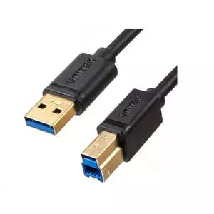 USB cable Unitek C14095BK-2M — USB-A to USB-B 3.0, 5 Gbps, 2 m, black, gold-plated contacts