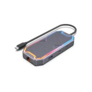 USB-концентратор Unitek uHUB S7+ — проводной USB 3.2 Gen 2 Type-C, PD 100 Вт, Gigabit Ethernet, поддержка 4K, Space Grey