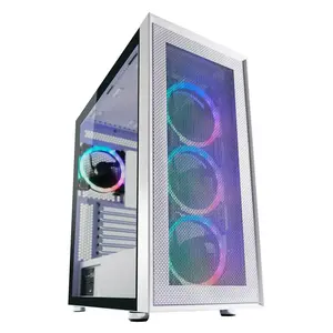 PC Midi Tower case LC-Power Gaming 802W White with 3x120mm+2x140mm front and 2x120mm side fans, supports 2.5"/3.5" HDD and 2.5" SSD, 215×425×480 mm