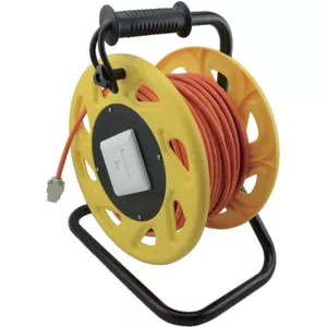 Катушка кабеля helos 304281 — сетевой кабель Cat 7A, 50 м, мобильный оранжево-жёлтый