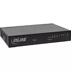 InLine tīkla slēdzis 8-portu 1Gb/s galda metāla bez ventilatora ar ekrāna portiem