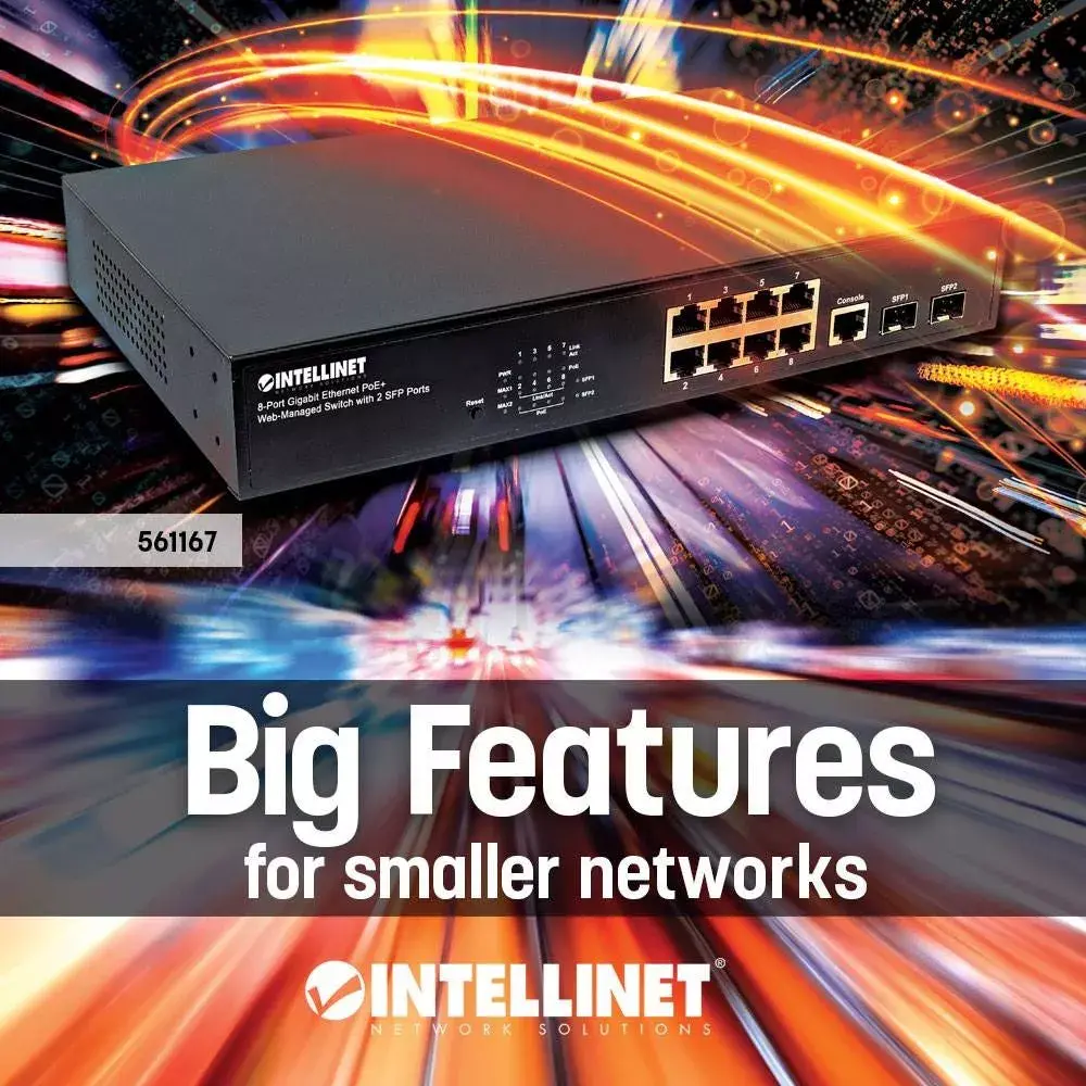 Pārvaldāms slēdzis Intellinet 8-portu Gigabit Ethernet PoE+ Photo 2