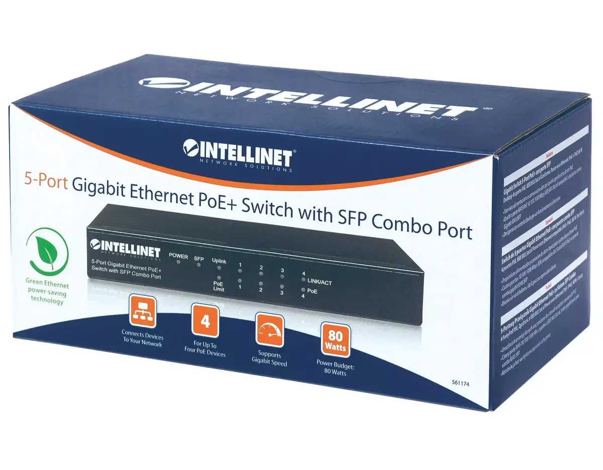 Intellinet 5-Port Gigabit PoE+ Switch with SFP Combo Photo 8