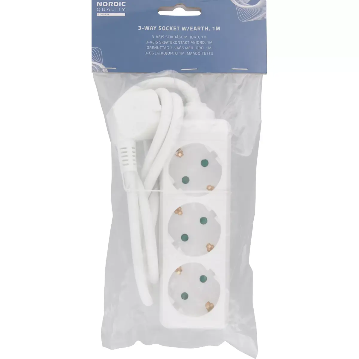 DELTACO 3-way power strip with earth 322129 Photo 3