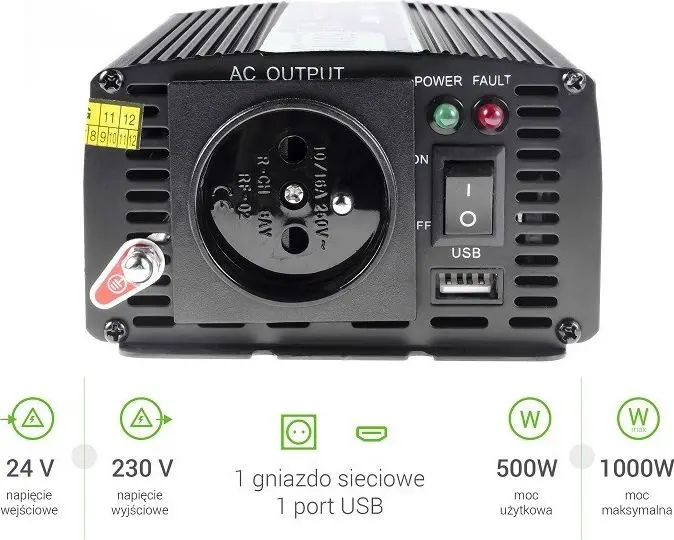 Invertors Green Cell INV04DE 24V→230V 500W Photo 5