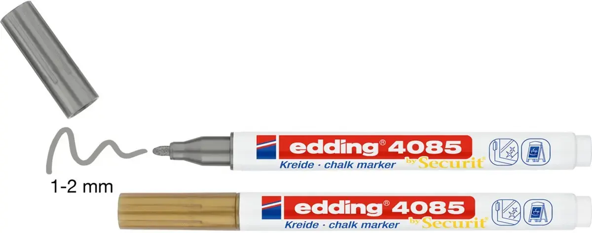Edding 4085 Krīta marķieris Zelta un Sudraba 2 gab. Photo 2