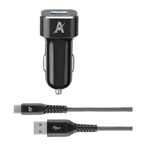 Auto lādētāja komplekts Cellularline Extreme 15W USB-C priekš Samsung, 12–24V, 1 m kabelis, melns
