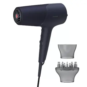 Фен Philips 5000 серии BHD510/00, 2300 Вт, 6 температур/6 скоростей, ионизация, холодный воздух, концентратор и диффузор, тёмно-синий, шнур 1.8 м