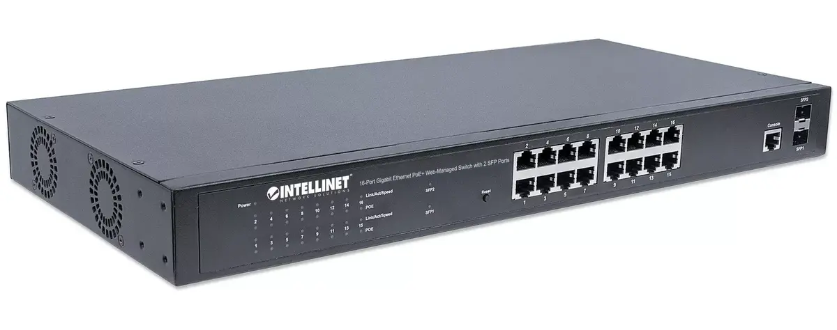 Управляемый коммутатор Intellinet 16-портовый Gigabit Ethernet PoE+ Photo 2