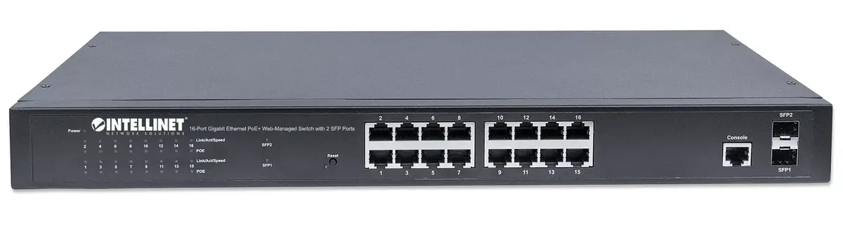 Управляемый коммутатор Intellinet 16-портовый Gigabit Ethernet PoE+ Photo 3