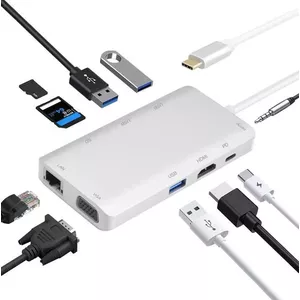 Docking station helos 304265 USB 3.1 Type-C with HDMI, VGA, USB and LAN