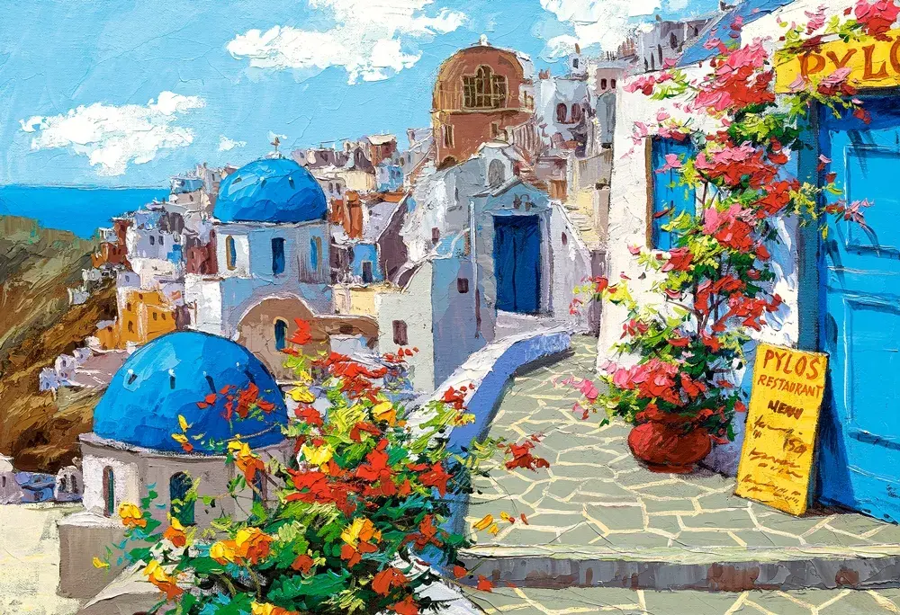 Castorland Spring in Santorini — 2000 gab. puzle Photo 2