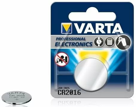Monētas tipa litija baterija Varta CR2016