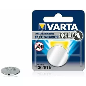 Coin cell battery Varta CR2016 lithium 3V, single piece, model BAT2016.V1