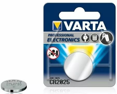 Monētas tipa litija baterija Varta CR2025